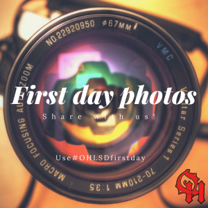 Image of a camera lens with instructions for submitting first day photos